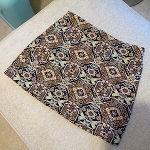 Zara Geometric Pattern Mini Skirt - Black, Brown, Cream